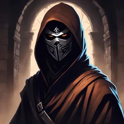 [ADnD in the crypt] Picture this: clad in darkness, a silent ninja protector with eyes sharp and alert. Behind him: a Skelton cloaked in a brown, hooded robe, exuding an eerie aura of power.