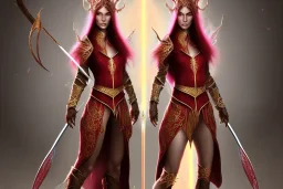 crimson haired sorceress elven