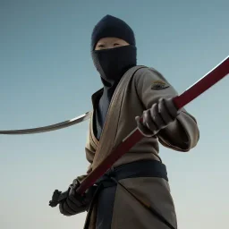 ninja holding katana, unreal engine 5, octane render,cinema4d, dynamic lighting, 8k, redshift render, highly, hyperrealism ultra detailed, hyper realistic.