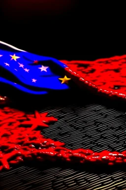 4k full details European Union flag covered in blood