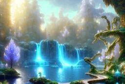  white and gold crystal cosmic ambiance，waterfall, full of details, smooth, bright sunshine，soft light atmosphere, light effect，vaporwave colorful, concept art, smooth, extremely sharp detail, finely tuned detail, ultra high definition, 8 k, unreal engine 5, ultra sharp focus