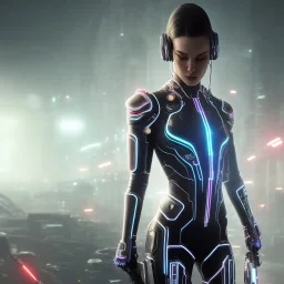 cyberpunk, head, women, portrai, tron