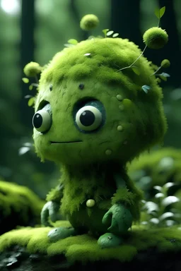 make a moss cute humanoid creature anime style