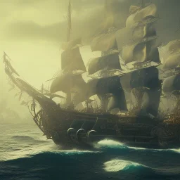 Pirate ship, cinematic,cinematic lighting, 8k, resolution concept art, dynamic lighting, hyperdetailed intricately detailed, octane render,unreal engine, centered.