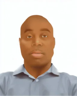 passport picture of black man with a brown shirt and hidden facial mark