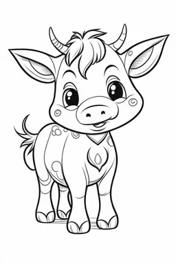 outline art for cute Cow coloring pages with sitch, white background, Sketch style, full body, only use outline, toddlers style, clean line art, white background, no shadows and clear and well outlined.