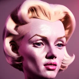 Realistic image portrait, blonde woman, sweet Marylin Monroe face, pop style, shave hair, glow eyes, classic super hero dress, highly detailed, unreal engine 5, ray tracing, RTX, lumen lighting, ultra detail, volumetric lighting, 3d, finely drawn, high definition, high resolution.