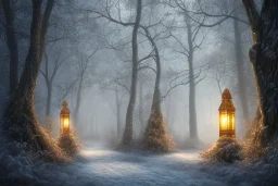 FOREST LANTERN WINTER PATH FALL