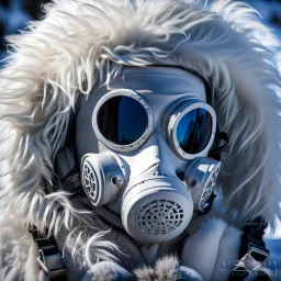 Yeti in an elastomeric respirator, Kananaskis Country