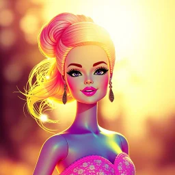 Barbie doll in rosograph style, in the sun