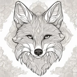 outline art, coloring pages, white Background, sketch style, only use outline, mandala stile, clean line art, white background, no shadow and clear and well, mandala FOX