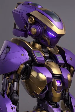 Sci-Fi, Humanoid Combat Robot Purple and Golden, Space, Magic