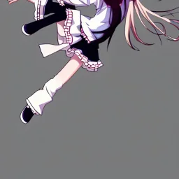 Anime girl kicking high side view