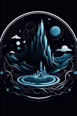 chimerical grounds logo, fantasy, clean and monochromatic design