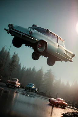 Ultra Realistic retro sci-fi, 1960 year, levitating cars, soft color, highly detailed, unreal engine 5, ray tracing, RTX, lumen lighting, ultra detail, volumetric lighting, 3d, finely drawn, high definition, high resolution.