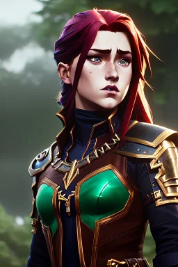 hyper realist, hyper detailed, stunningly beautiful 13 year old teen girl, long ginger hair, green eyes, medium freckles, full lips, revealing leather armour, full body and head, a-cup breasts, stern expression, full frame, petite, ignore NSFW