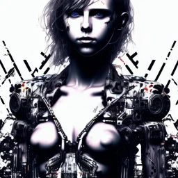 Danish singer MØ face, Abstract Yoji Shinkawa, cyberpunk,