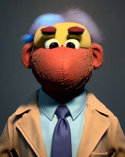 Waist up Portrait, joe Biden muppet, Sesame Street style, retro style, photo studio, unreal engine 5, god lights, ray tracing, RTX, lumen lighting, ultra detail, volumetric lighting, 3d.