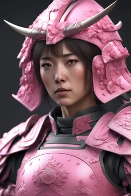 3d render, a women wearing pink samurai armours, close-up shot --ar 9:16 --ar style raw