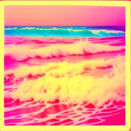 Sea, soft waves, vintage pink, , polaroid, 1968