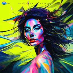 piece of album art with a women fusion with light, abstract experimental style album cover, high level of noise and subtle texture, psychedelic cover, shapes and lines