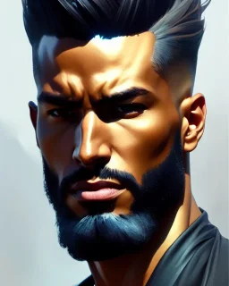 Male, full-scale head and shoulders portrait, 8k resolution concept art portrait by Greg Rutkowski, Artgerm, WLOP, Alphonse Mucha dynamic lighting hyperdetailed intricately detailed Splash art trending on Artstation triadic colors Unreal Engine 5 volumetric lighting Splash art fantasy