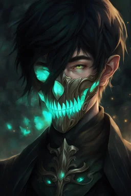 fantasy art, male, young elf, noble, mask, pale skin color
