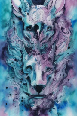 Abstract wet watercolour, grey blue