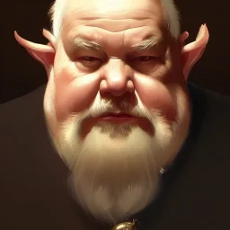 portrait of a old,fat, elf man, low beard, elegant, tattooed, elegant suite clothes, highly detailed, digital painting, artstation, concept art, cinematic lighting, illustration, 8k art by artgerm and greg rutkowski and alphonse mucha