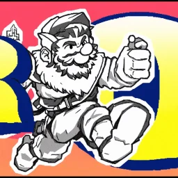 Male Fantasy RPG character, chaabi kawaii Mario proportions, lord of the rings inspiration, Vandyke beard, with a long ribbon held out in front as he runs from behind a large rock at an angle, isometric game