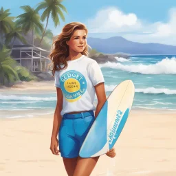 Gidget Lawrence, from the young woman with Big Ideas novel. The character is based on Kohner's teenage daughter, her summer surfing adventures in Malibu, pausing on the beach with her surfboard