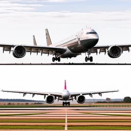 A picture of a plane about to take off from the ground, and the picture was taken from the side of the plane
