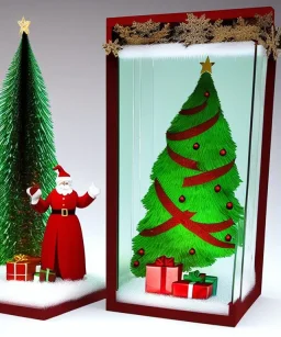 A small Christmas diorama inside a 3d glass cube