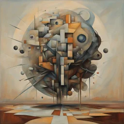 Random physical conception of freewill, style Anton Semienov, sinister expansive lunacy, inventiveness, originality, minimalist ambitious creation, clear and bright colors, matte oil painting, clever artistic rendering.