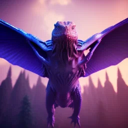 reptile like creature, wings, feathers, ultraviolet dimension, hyperrealistic, big, beautiful, attractive, colourful, carnivore, deep colours, 8k resolution, dynamic lighting,ultra hyperdetailed, intricately detailed, Unreal Engine 5