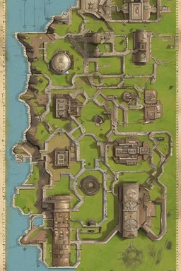 battle map dnd victorian military base in a canions