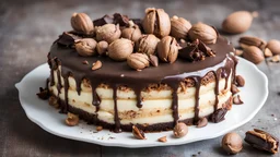 Cake with chocolate and nuts