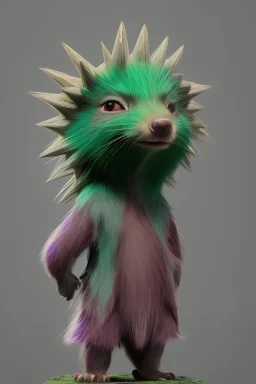 green Porcupine with purple crystals on his back