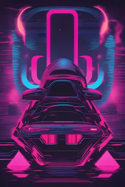 Birthday greeting card in style like synthwave albums covers