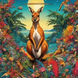 Kangaroo cómic art calidad ultra maximalista