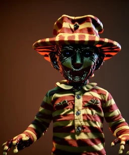 Freddy Krueger toddler, full body, dramatic lighting, hyper realistic