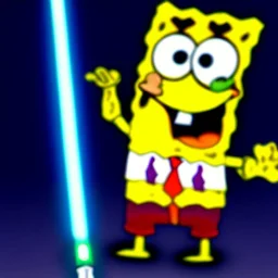 SpongeBob, Jedi, lightsaber, hands