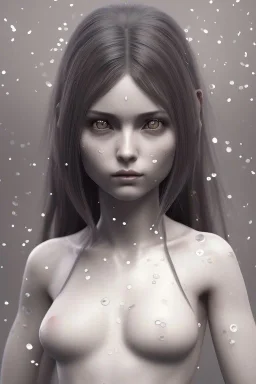 Hinata Hyuuga face, texture skin,Crystal white big eyes, long black hair, wearing The família addams, realistic, 4k, intricate, best quality, fog particles, fire particles, octane render, vray, sword fire, rain