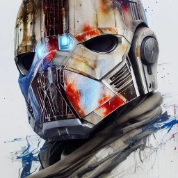 photorealistic luke skywalker helmet with weathered painting , illustration on coarse canvas by <agnes cecile> and <Yoji Shinkawa>, ornate and intricate details , soft smooth lighting, hyperdetailed concept art,