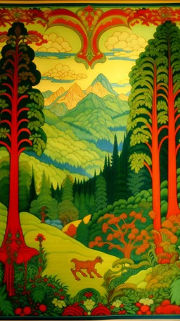 A kingdom near a mountain tapestry painted by Paul Ranson