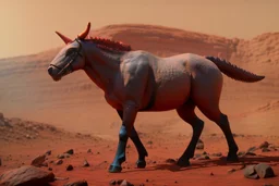 centaur in full-length neon light on Mars