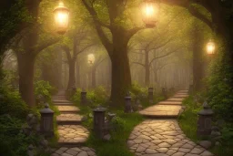 wooded stone lantern path