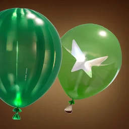 High resolution photographed inflated green star shaped foil balloon