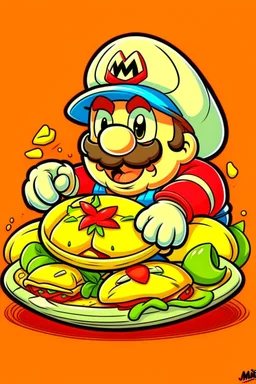 Super mario eating tacos.