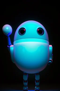 Full portrait of a cute robot painter. full body, white body, oval body, two arms, happy face, digital eyes, white background, awesome Pose, Character Design By Pixar And Hayao Miyazaki, Unreal 5, Daz, Octane Render, Dynamic Lighting, Volumetric lighting, Intricate Detail, Cinematic